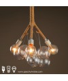 吊燈 - 復古玻璃球麻繩工業吊燈 簡單經典 潮人型燈 