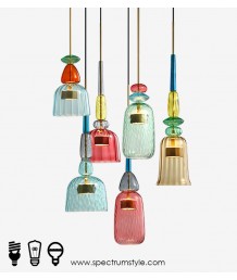 吊燈 - 馬卡龍彩色玻璃吊燈 復古有型 品味之選 