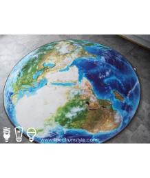 地毯 - 立體地球圖案數碼印刷圓形地毯 時尚有型 潮人首選 